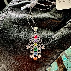 Hand of Fatima Pendant w/ Sterling Silver Chain